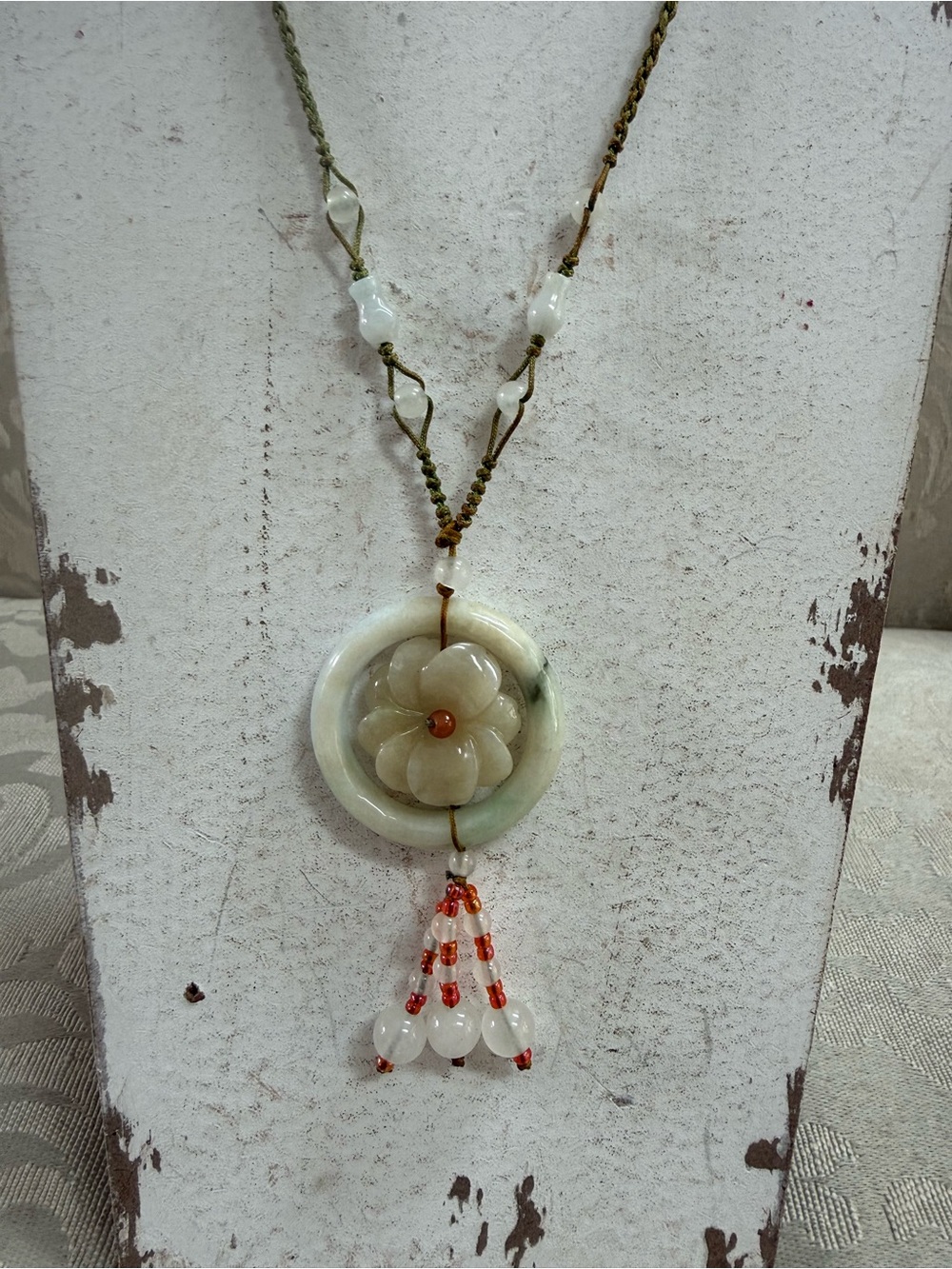 Jade Flower Pendant Necklace